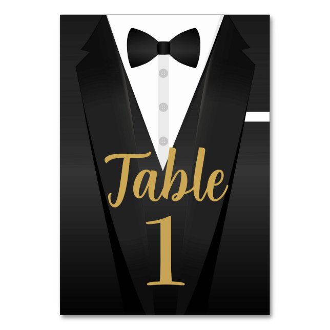Tuxedo Event Bow Krawatte Black Krawatte Party Gol Tischnummer (Vorderseite)