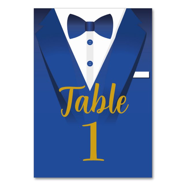 Tuxedo Event Bow Krawatte Black Krawatte Royal Blu Tischnummer (Vorderseite)