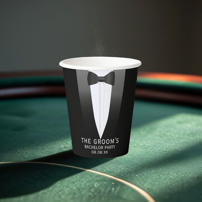 Tuxedo Hochzeit der Groom Bachelor Party Paper Cup Pappbecher (For hosting a private poker game, a Vegas-themed bash, or a formal celebration for the groom-to-be)
