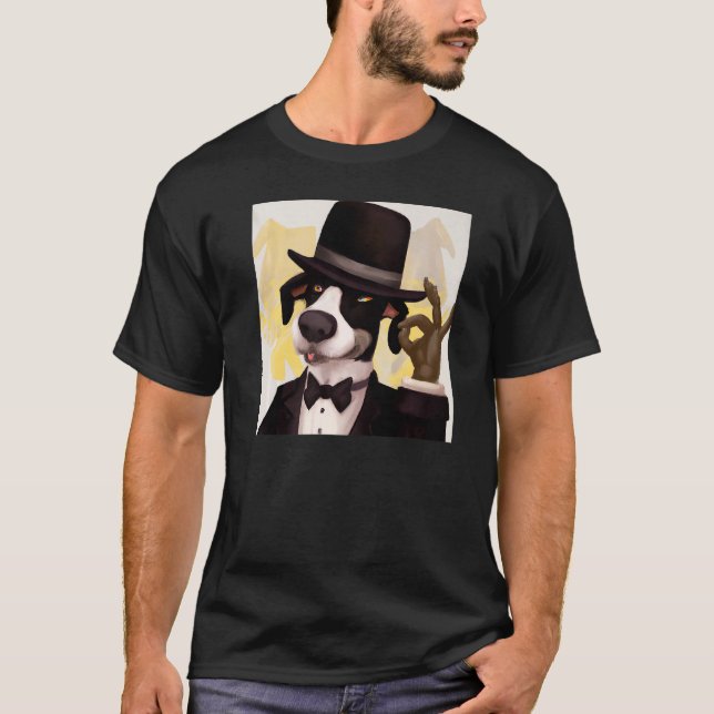 Tuxedo-Hundememe niedlicher Welpenjunge Hündchen H T-Shirt (Vorderseite)