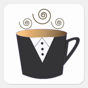 Tuxedo Kaffeetasse Design Quadratischer Aufkleber