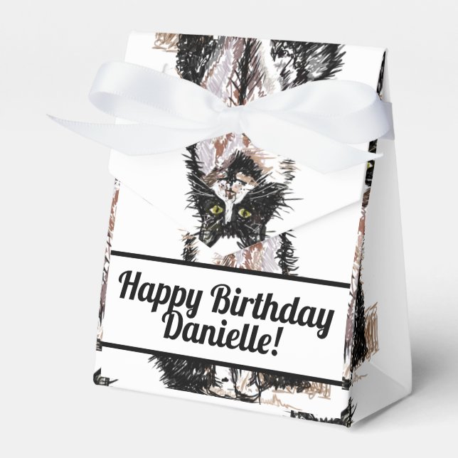 Tuxedo Kat Black Birthday Cats Cake Favor Box Geschenkschachtel (Vorderseite)