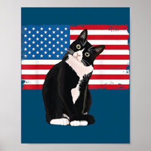 Tuxedo Katze 4. Juli Patriotische Geschenke Erwach Poster