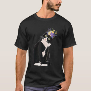 Tuxedo Katze Blume Kätzchen Mamas Väter T-Shirt