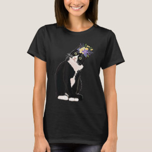 Tuxedo Katze Blume Kätzchen Mamas Väter T-Shirt