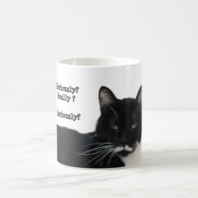 Tuxedo-Katze Ernsthaft Verwandlungstasse (Mittel)