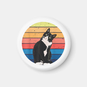 Tuxedo-Katze Geschenk Retro-Farben für Tierliebhab Magnet