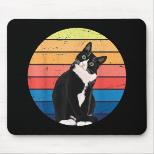 Tuxedo-Katze Geschenk Retro-Farben für Tierliebhab Mousepad