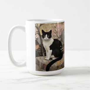 Tuxedo Katze im Garten Kaffeetasse