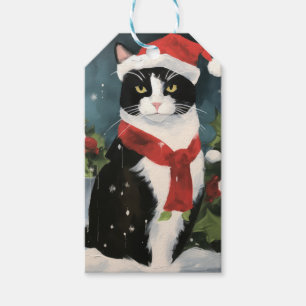 Tuxedo Katze im Schnee Weihnachten Geschenkanhänger