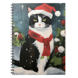 Tuxedo Katze im Schnee Weihnachten Notizblock