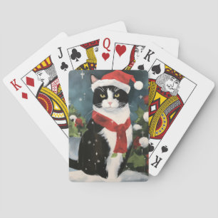 Tuxedo Katze im Schnee Weihnachten Spielkarten