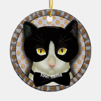 Tuxedo-Katze Keramik Ornament