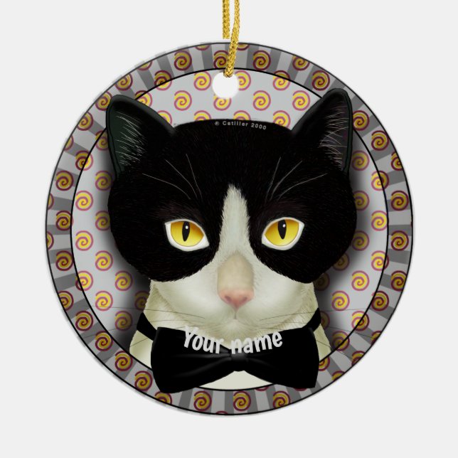 Tuxedo-Katze   Keramik Ornament (Vorne)