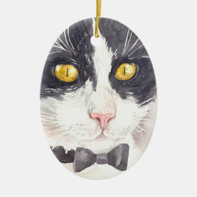 Tuxedo-Katze Keramik Ornament (Vorne)