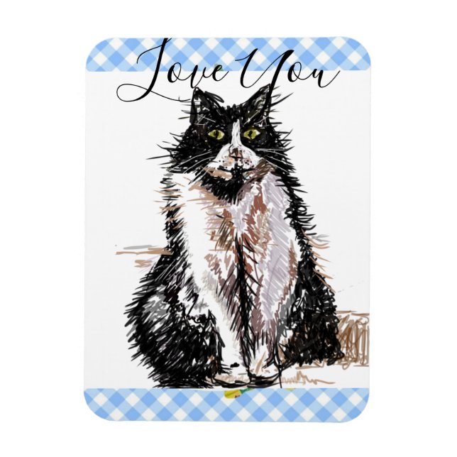Tuxedo Katze Liebe Sie Schwarze und Weiße Katzen Magnet (Vertikal)