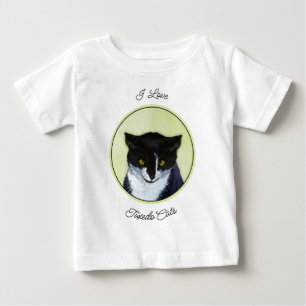 Tuxedo-Katze Malerei - Süße Original-Katzkunst Baby T-shirt