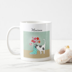 Tuxedo Katze mit Blume Niedlich Cat Lover Individu Kaffeetasse