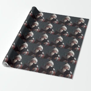 Tuxedo-Katze mit festlichem Weihnachtsmann Weihnac Geschenkpapier