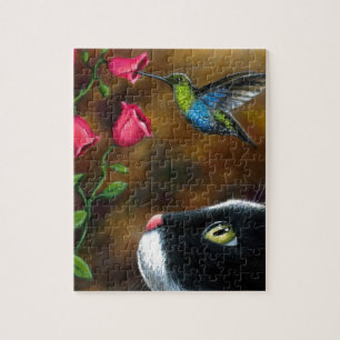 Tuxedo Katze mit Hummingbird Katze 571 Puzzle