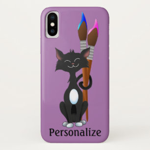 Tuxedo Katze mit künstlerischen Pinseln Case-Mate iPhone Hülle