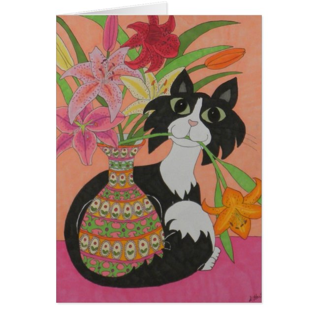 Tuxedo Katze mit Lilies (Vorne)