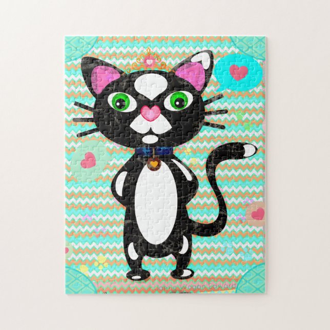 Tuxedo Katze mit Mausspielzeug Puzzle (Vertikal)
