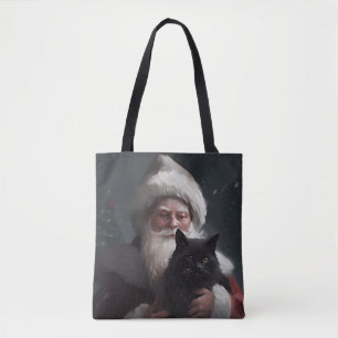 Tuxedo-Katze mit Santa Claus Festive Weihnachten