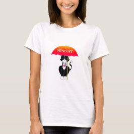 Tuxedo Katze mit Schirm T-Shirt