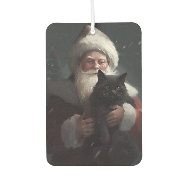 Tuxedo Katze mit Weihnachtsmann Weihnachten Autolufterfrischer (Vorderseite)