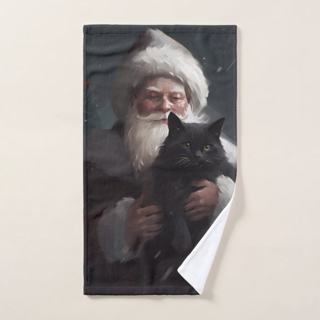 Tuxedo Katze mit Weihnachtsmann Weihnachten Badhandtuch Set (Handtuch)