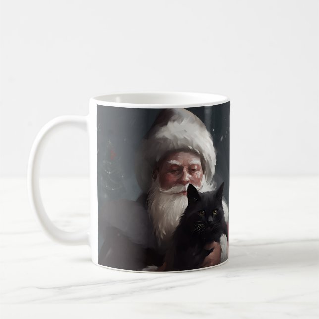 Tuxedo Katze mit Weihnachtsmann Weihnachten Kaffeetasse (Links)