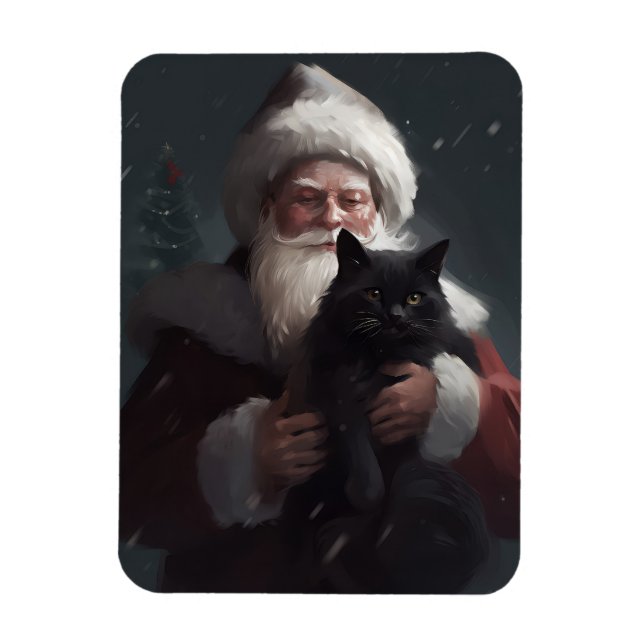 Tuxedo Katze mit Weihnachtsmann Weihnachten Magnet (Vertikal)