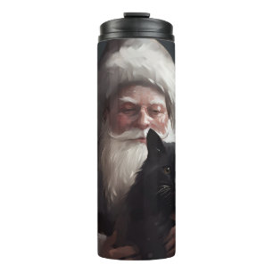 Tuxedo Katze mit Weihnachtsmann Weihnachten Thermosbecher