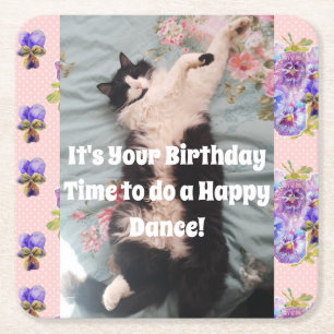 Tuxedo Katze Niedlich Funny Cats Happy Geburtstag  Rechteckiger Pappuntersetzer