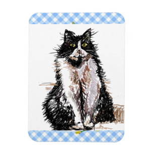 Tuxedo Katze Niedlich Zeichnend Schwarz-Weiß Katze Magnet