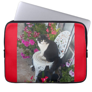 Tuxedo Katze Niedliche Hübsche Blume Katzen Geburt Laptopschutzhülle