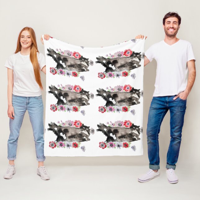 Tuxedo Katze Niedliche Hübsche Blume Katzen Wasser Fleecedecke (Beispiel)