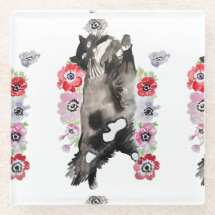 Tuxedo Katze Niedliche Hübsche Blume Katzen Wasser Glasuntersetzer