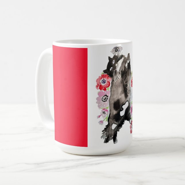 Tuxedo Katze Niedliche Hübsche Blume Katzen Wasser Kaffeetasse (Vorderseite Links)
