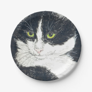 Tuxedo-Katze Pappteller