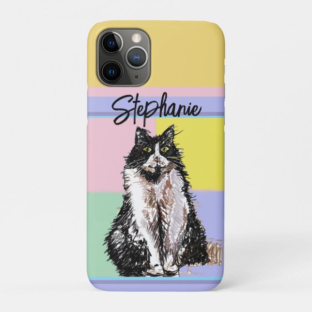 Tuxedo Katze Pastellfarben Rosa Mädchen Name Case-Mate iPhone Hülle (Rückseite)
