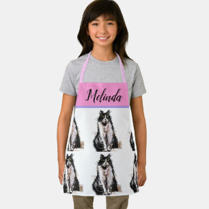 Tuxedo Katze Pastelltiere Katzen Kinder Pink Girls Schürze