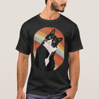 Tuxedo-Katze Retro-Farben Für Tiere T-Shirt