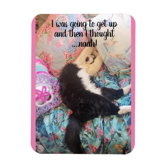Tuxedo Katze Schlafen Funny Sprichwort Katzen Magn Magnet (Vertikal)