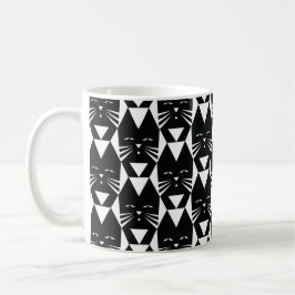 Tuxedo Katze Schwarz-Weiß Geometrisches Muster Kaffeetasse