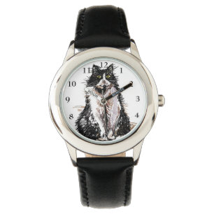 Tuxedo Katze Schwarz-weiß Katzen Niedliche Hausti Armbanduhr