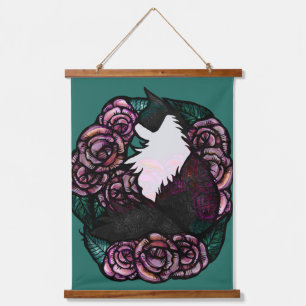 Tuxedo Katze Schwarze und weiße Katzen Wandteppich Mit Holzrahmen
