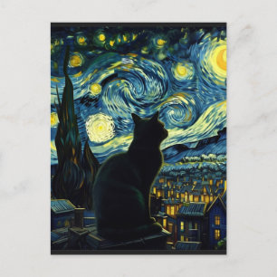 Tuxedo Katze Sternennacht Tuxedo Katzenbesitzer Feiertagspostkarte