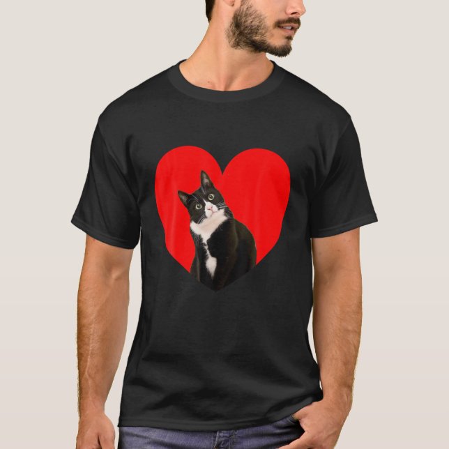 Tuxedo Katze Valentinherz für Kätzchen und Tier l T-Shirt (Vorderseite)